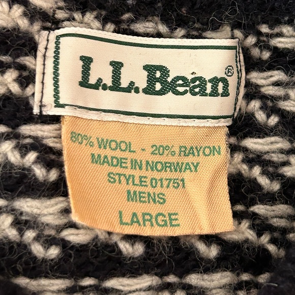 L.L.Bean Vintage 80s Men’s Wool Norwegian Birdseye Fisherman Sweater, size Large - Picture 9 of 11
